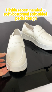 Falimottype)Size 35-40 Womens Fashion White Slip-on Nurse Shoes Thick Sole Casual School Student Sports Loafers Flat Breathable Sneakers