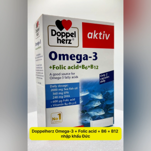 Viên Uống Dầu Cá Doppelherz Omega-3 + Folic Acid + B6 + B12 Hỗ Trợ Duy Trì Mạch Máu Khoẻ Mạnh 30 Viên/Hộp