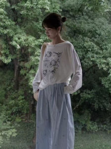 Heavy Embroidery Casual Pants Kate Cat Print High Waist Straight Leg Summer New Style Set Korean Style Commute Fashion