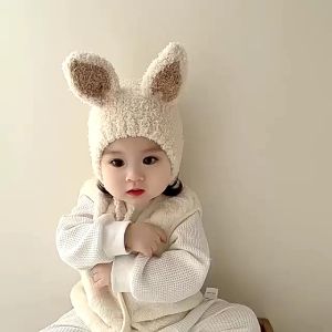 SALLY Topi Bonnet Bayi Kelinci Motif Korea Bahan Rajut Usia 2 - 18 Bulan | Kupluk Bayi Kelinci