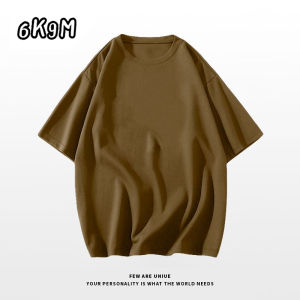 Pure Cotton Short Sleeve T-shirt for Women 280g Thick Mint Green Solid Color Shirt Crewneck Summer Style