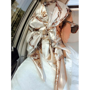 Thời Trang Vuông Khăn Lụa Nữ In Hình Khăn Choàng Satin Hồi Giáo Hijab Nữ Khăn Quàng Cổ Quấn Đầu Đa Năng Phụ Kiện Tóc Dây