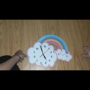 Jam dinding dekorasi pajangan ruangan minimalis model karakter AWAN PELANGI BESAR c257