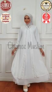CHIANOZ Gamis Putih Mewah Sofia Dress Brukat Renda Baju Lebaran Umroh Haji Manasik Pesta Akad 907 908