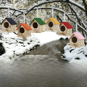 Bird Nest Winter Heattech Cabin Rain-Proof Solid Wood House Parrot Incubation Cage Green Campus Beautiful Countryside Revitalization