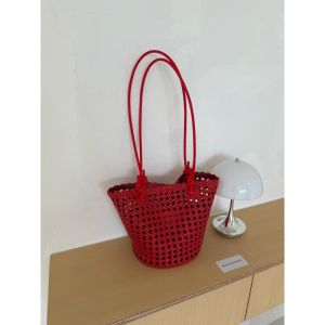 Túi Xách Nữ Mùa Hè Thời Trang Chất Liệu Da Mềm Kiểu Dáng Giỏ Đan Rỗng Đeo Vai Đeo Chéo Đi Biển Đa Năng Có Quai Xách Trên