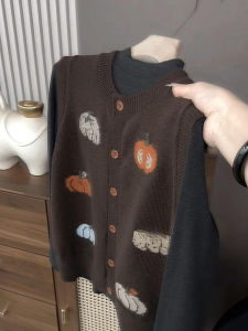 DUOFEIYAN | Old Money Style Brown Knitted Vest for Women