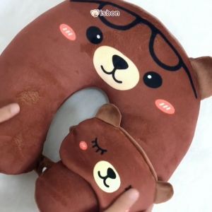 ISTANA BONEKA Bantal Leher Cuties Series 2 in 1 Penutup Mata Eye Mask Nyaman Digunakan Mudah Dibawa Perjalanan