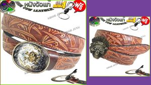 เข็มขัดหนังวัวแท้เย็บขอบลายกันชาตาล ซื้อ1ฟรี2 เข็มขัดพร้อมหัวฟรีหัวเข็มขัด+พวงกุญแจ เข็มขัดหนังวัวแท้เย็บขอบแนวคาวบอย เข็มขัดหนังวัวงานแฮปวี่ เข็มขัดสไตล์วินเทจ ผลิตจากหนังวัว100% ย้อนยุค ลำลอง ทนทาน ถอดเปลี่ยนหัวเข็มขัดได้เจาะรูให้ Genuine leather belt