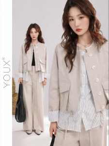 YOUXIANG | Bộ Đồ Thời Trang Nữ Mùa Thu 2026 Mới Tạo Hình Hai Mảnh Có Sọc
