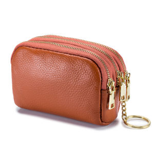 Top Layer Cowhide Leather Womens Wallet Large Capacity Zipper Storage Bag Multi-Layer Genuine Leather Coin Purse Handbag