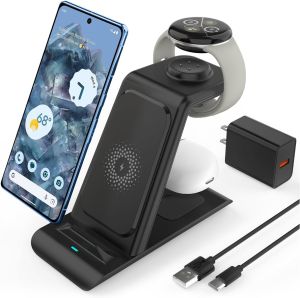 new Upgraded 3 in 1 Wireless Charger Compatible with Google Pixel Watch 3/2 Wireless Charging Station for Multiple Devices