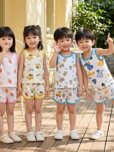 Breathable and Cute Cotton Sleepwear Set for Children