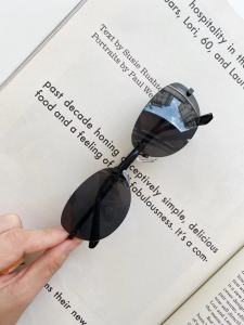404s Store Y2K Frameless Oval Metal Sunglasses Womens Style Fashionable Concave Shape Street Snap-inspiring Sunglasses