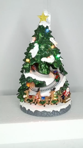 D&D Home l FC623 Christmas Village Tree with Moving Trains Christmas Led Music Decor