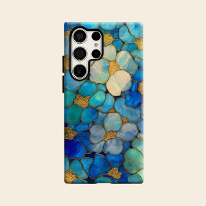 blue gold stained glass Luxury Fashion Full Lens Protective Case for Samsung Galaxy S26 S25 S24 A56 A36 Plus Ultra