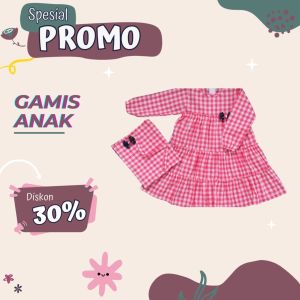 Baju Anak Perempuan Setelan Gamis Motif Kotak Warna Pink Kiisma Collection