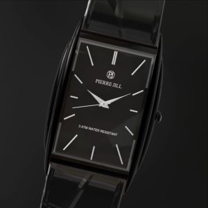 PIERRE JILL 1798-L JAM TANGAN PERSEGI CASUAL FASHION WANITA TALI KULIT 3ATM WATER RESISTANT FREE BOX