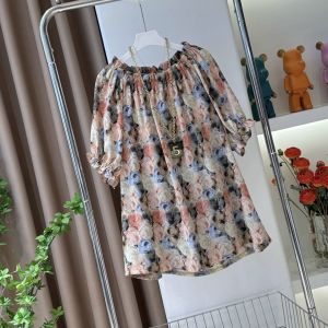 Fashionable Casual Floral Print Short Sleeve Shirt Womens Loose Fit One Shoulder Polyester Polyester Blend Summer Top
