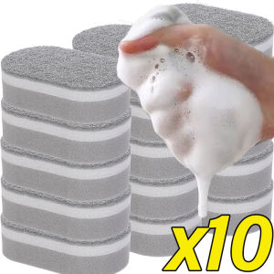 10ชิ้นฟองน้ำทำความสะอาดวิเศษ3ชั้นใช้ซ้ำได้หม้อล้างจานแผ่นขัดถูฟองน้ำสำหรับใช้ในครัวของใช้ในครัวเรือนเช็ดทำความสะอาดเครื่องมือ