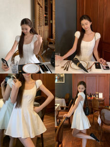 Summer French Style Waist-defining Petite Slim-fit Dress