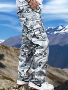 Celana Cargo Camo Loreng Panjang Reguler Fit Pria Carpenter Pants Gombrong Bahan Twill