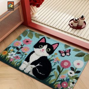 VIKAMA Retro Dachshund Bathroom Floor Mat Soft Non-Slip Bathroom Entrance Door Mat Kitchen Bedroom Carpet Pet Lover Home Decor