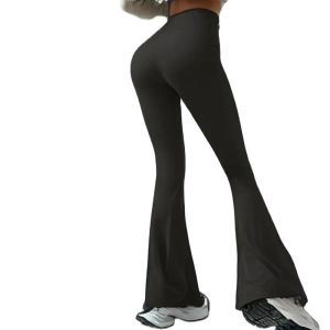 1 piece of womens high waisted elastic flared pants - hip lifting design casual or yoga wear high waisted tight pants