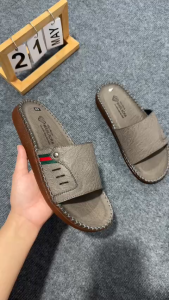 dép da nam đẹp D104 dép nam quai ngang thiết kế ôm chân chống trơn trượt