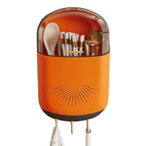 Kitchen Cutlery Storage Box Wall-Mounted Dustproof Spoon and Chopstick Organizer Utensils Cutlery Holder