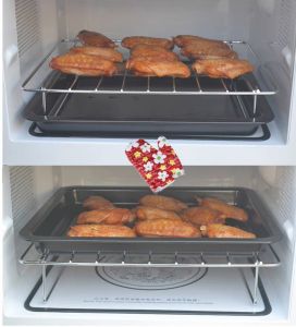 2pcs BUNDLE Microwave oven Baking bbq Grill rack & non-stick drip tray baking pan + Free kitchen glove