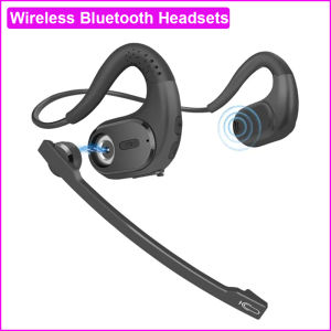 Wireless Bluetooth Headset with Removable Microphone Noise Cancelling Wireless Headset for Phones Laptop Computer PC Open Ear Headphones for Office Meeting Running Cycling Driving Working-12 Hrs