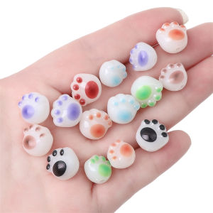 ลูกปัดอุ้งเท้าแมวทำจากเรซิ่นน่ารักลูกปัดเว้นระยะแบบหลวมสำหรับเครื่องประดับทำเครื่องเพชรสร้อยคอ DIY สร้อยข้อมือแฮนด์เมด