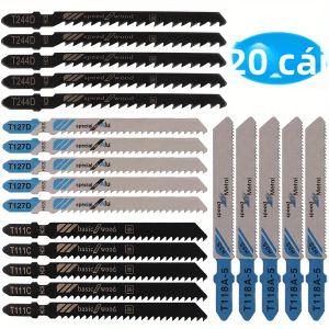 Bộ Lưỡi Cưa Lọng Chữ T Đa Năng Dùng Để Cắt Gỗ Kim Loại Nhựa PVC - Tương Thích Với HCS & HSS Dùng Được Với Máy Bosch Makita Dewalt - Có Hộp Đựng