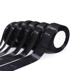 ริบบิ้นผ้าซาตินสีไวน์แดง ขนาด 25 หลา 10/12/15/20/25/38 มม. สำหรับตกแต่งของขวัญ โบว์ริบบิ้นสำหรับตกแต่งช่อดอกไม้ งาน DIY ตกแต่งงานปาร์ตี้คริสต์มาส