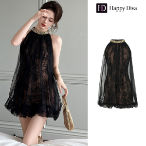 Happy Diva ชุดผู้หญิงสีดําลูกไม้ตาข่ายชุดลําลองชุดปาร์ตี้อย่างเป็นทางการชุดราตรีชุดแต่งงานชุดนักเรียนรับปริญญาชุด 91689
