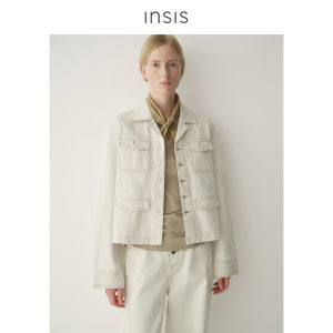 INSIS FEMME | Cotton Vintage Collar Contrast Stitching Denim Jacket