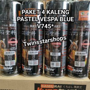 Pilok Cat Semprot Smurai Paket Lengkap 4 Kaleng Pastel Vespa Biru Blue V745  Epoxy Uch 210 White 102 745 Clear Glossy 128 400ml