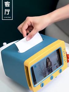 Creative TV Shape Tissue Box Bathroom Living Room Desktop Storage Box Multifunctional Mobile Phone Holder