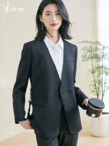 Misoshine | Retro Stripe V-Neck One Button Spring Suit Jacket