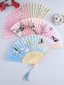 UIOMBON | Quạt Gấp Cổ Điển Mini Cầm Tay Phong Cách Trung Hoa Cổ Đại Quạt Mùa Hè Cho Trẻ Em Quạt Cổ Điển Nhỏ Gọn Quạt Cổ Điển