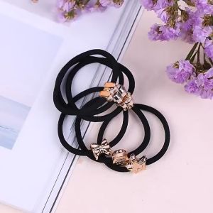 Lovely Meadow Korean Multi-Shapes Gold Beads Black Simple Elastic Rubber Band