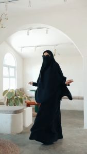 Ziyah.Id - French Khimar Cadar Wanita Series Hitam Jet Black Jumbo