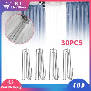 30PCS Curtain Pleat Hooks Stainless Steel 4 Prongs Pinch Pleat Hook Clip For Window Bathroom Curtain