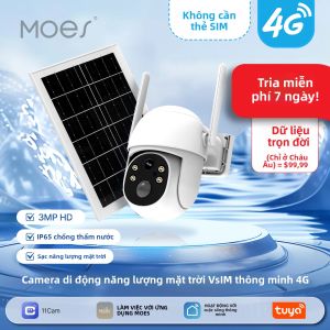 Camera An Ninh Năng Lượng Mặt Trời Thông Minh Tuya 4G Ngoài Trời IP 3MP Phát Hiện Chuyển Động Người Sạc Năng Lượng Mặt Trời Không Cần SIM Chống Nước Tầm Nhìn Ban Đêm HD