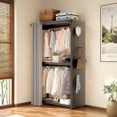 XIMIWU | Diy Metal Frame Wardrobe With Dust Curtain