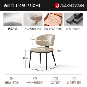 Jialongyuan Chair Italian Normcore Internet Celebrity Scandinavian Chair Modern Simple Home Dining Table and Chair Leather Dining Chair