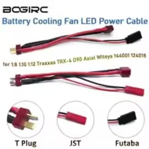 T Plug Battery Cooling Fan LED Power Cable JST/Futaba Plug for 1:8 1:10 1:12 Traxxas TRX-4 D90 Axial Wltoys 144001 RC Car Parts