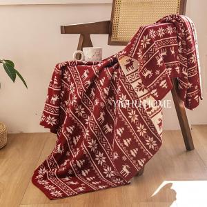 Christmas Festive Red Knit Blanket