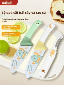 BAKULI | Bộ Dao Cắt Trái Cây & Thực Phẩm Cho Bé kèm Đế Cắt 2-trong-1 Dụng Cụ Cắt Dưa Hấu